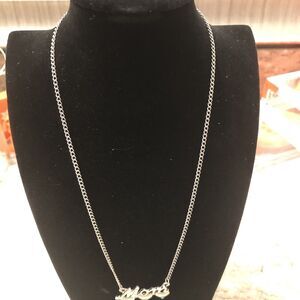Silver Tone Mom Rhinestone Necklace Pendant